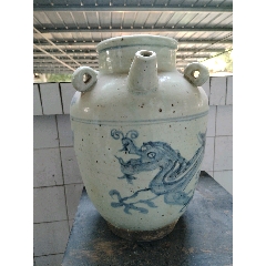青花龍紋大型四系壺