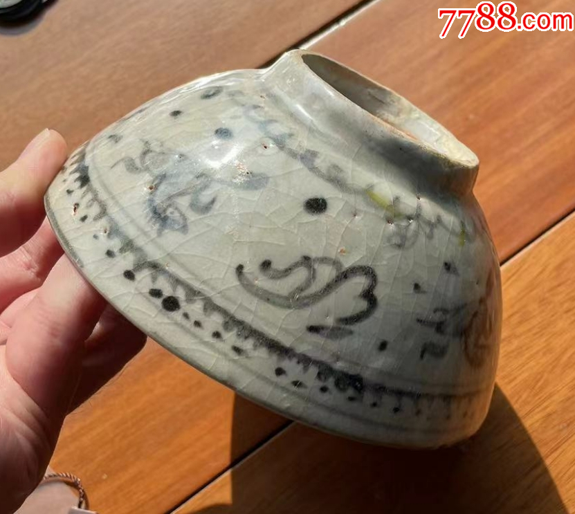 明晚期-空白期：青花奔馬圖-內(nèi)法心螺紋碗（保真,已評(píng)級(jí)）_價(jià)格498元【優(yōu)品好店】_第14張_