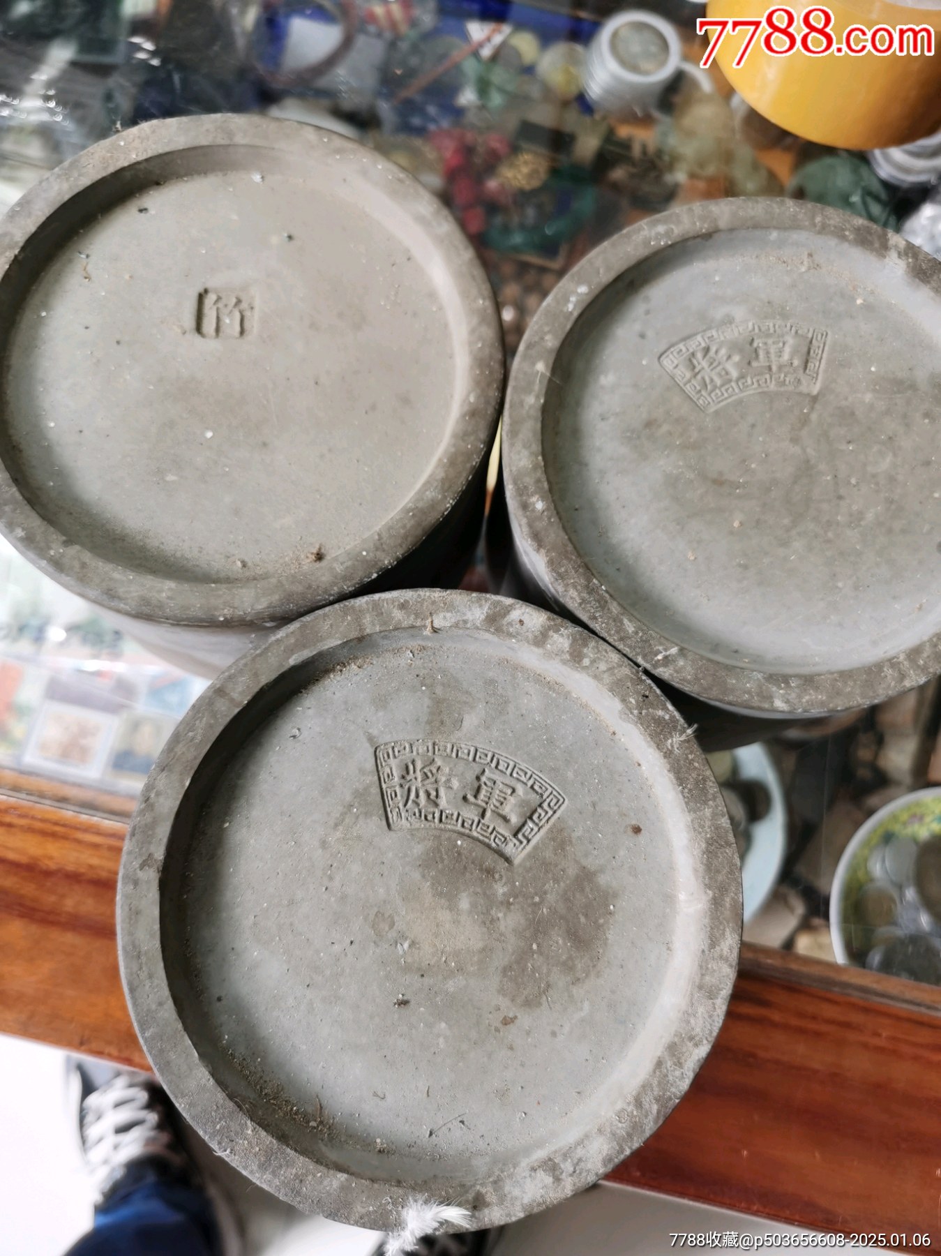 蟋蟀罐3个，有个盖有磕，李东明、王进泉造__【7788旧书网】