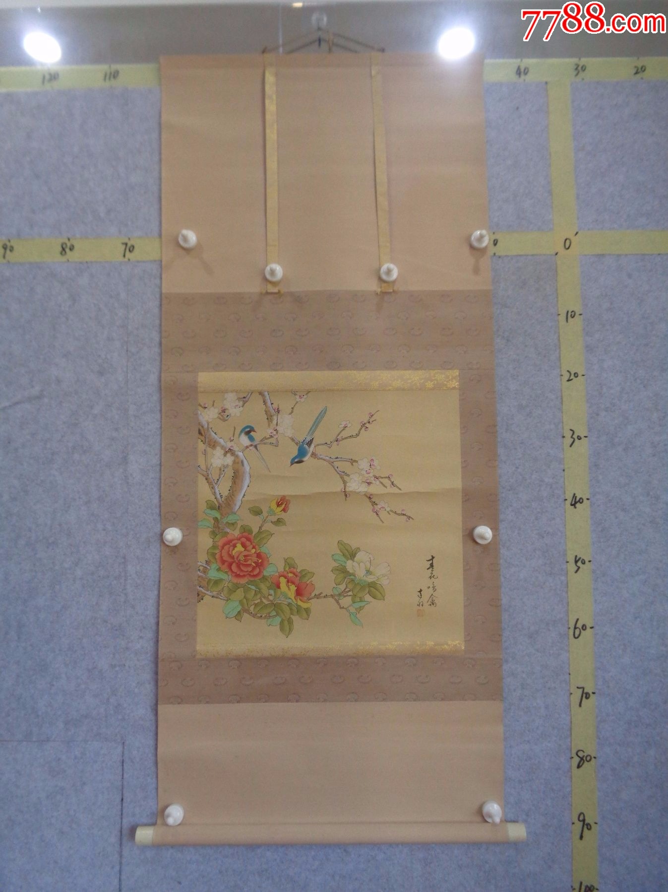 6-20、小日子藏书家早年旧藏,早期工笔花鸟绘画作品一幅(绢本、卷轴装裱)_花鸟国画原作_逸墨书斋【7788收藏__收藏热线】