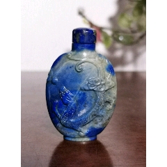 中国美術　清　鼻煙壺　小瓶　青金石　古道具　時代物 清·青金石鼻烟壶