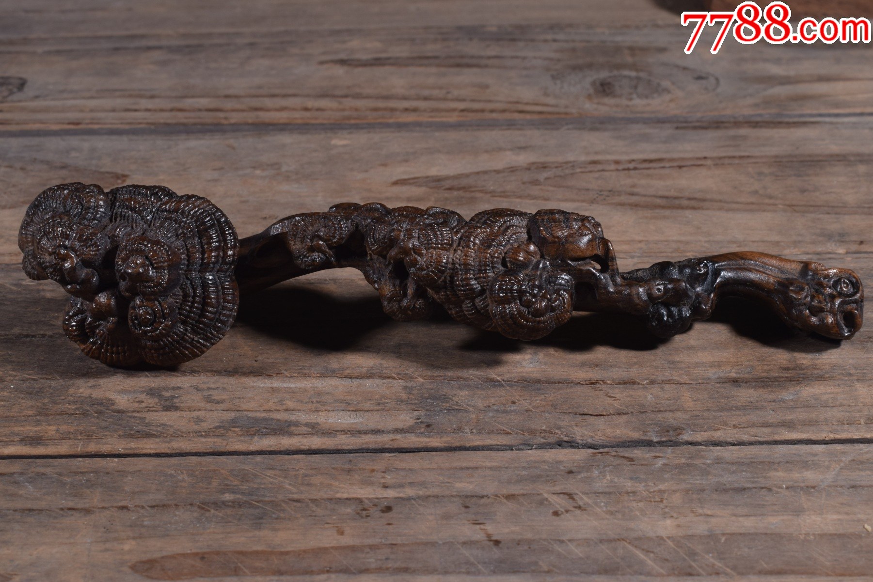 达拉干沉香灵芝如意摆件长20*4.5*4cm_木雕摆件_边玩边卖【7788收藏__收藏热线】