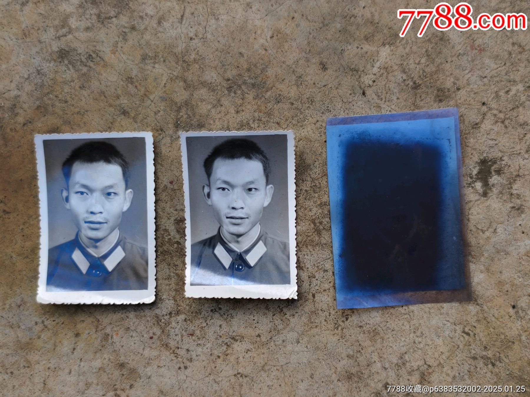 一个人的黑白,照片两张,底片一张