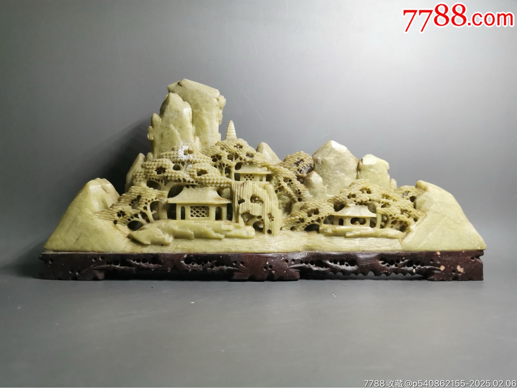 中国　玉石蝋石青田石彫刻　楼閣山水雕　硯屏　置物　V　R8517 中国 剔紅 堆朱 楼閣山水人物文盤 輪花皿 M R6804 - メルカリ