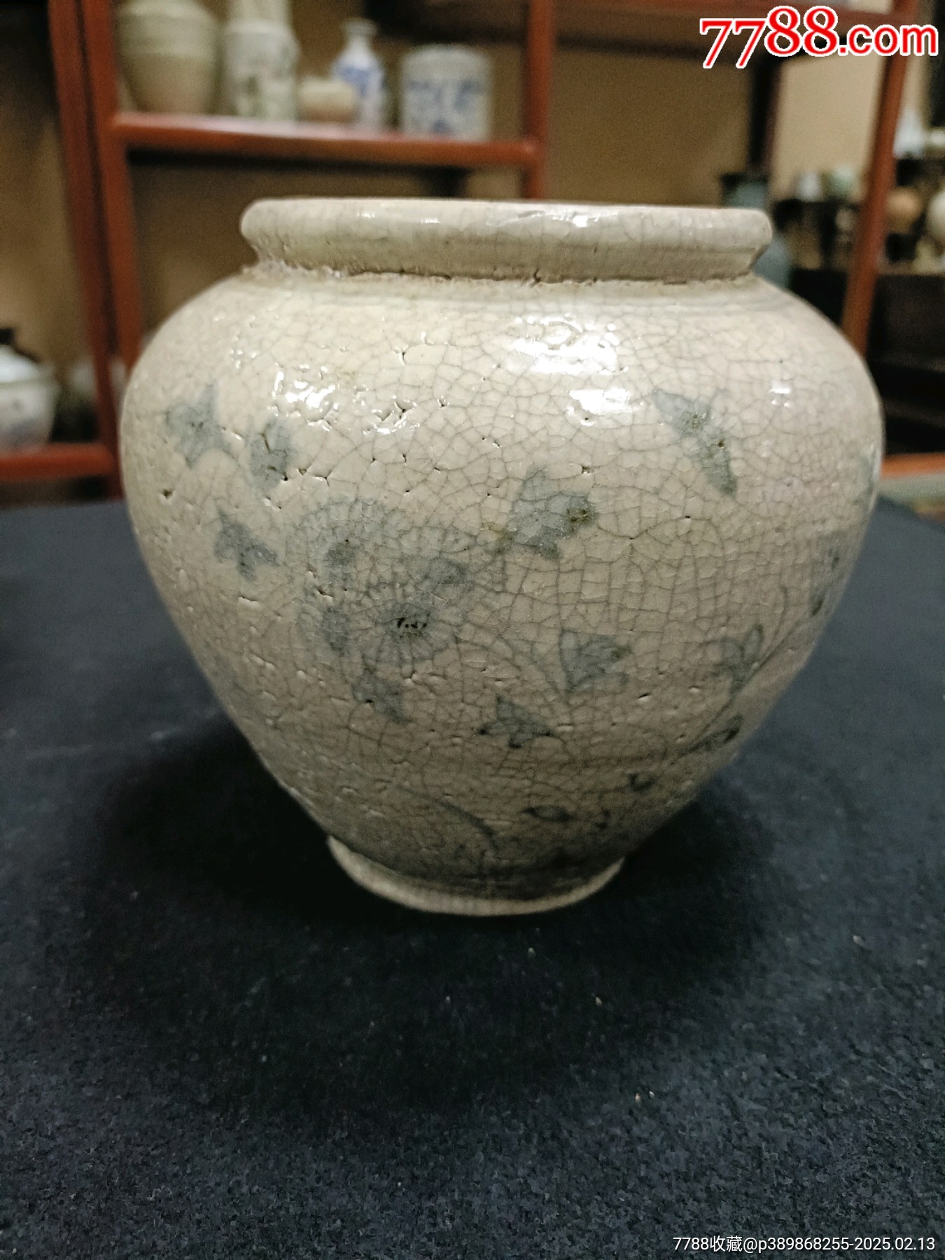 明代,青花哥釉罐