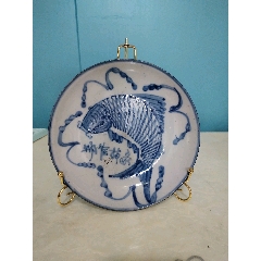 晚清青花魚盤