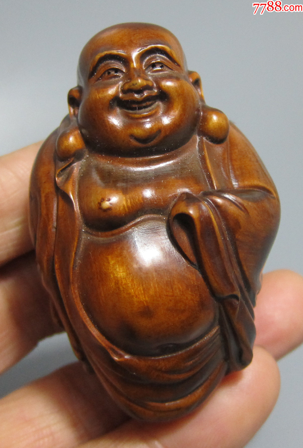 老黄杨木雕【弥勒佛&笑佛】手把件__【7788收藏__收藏热线】