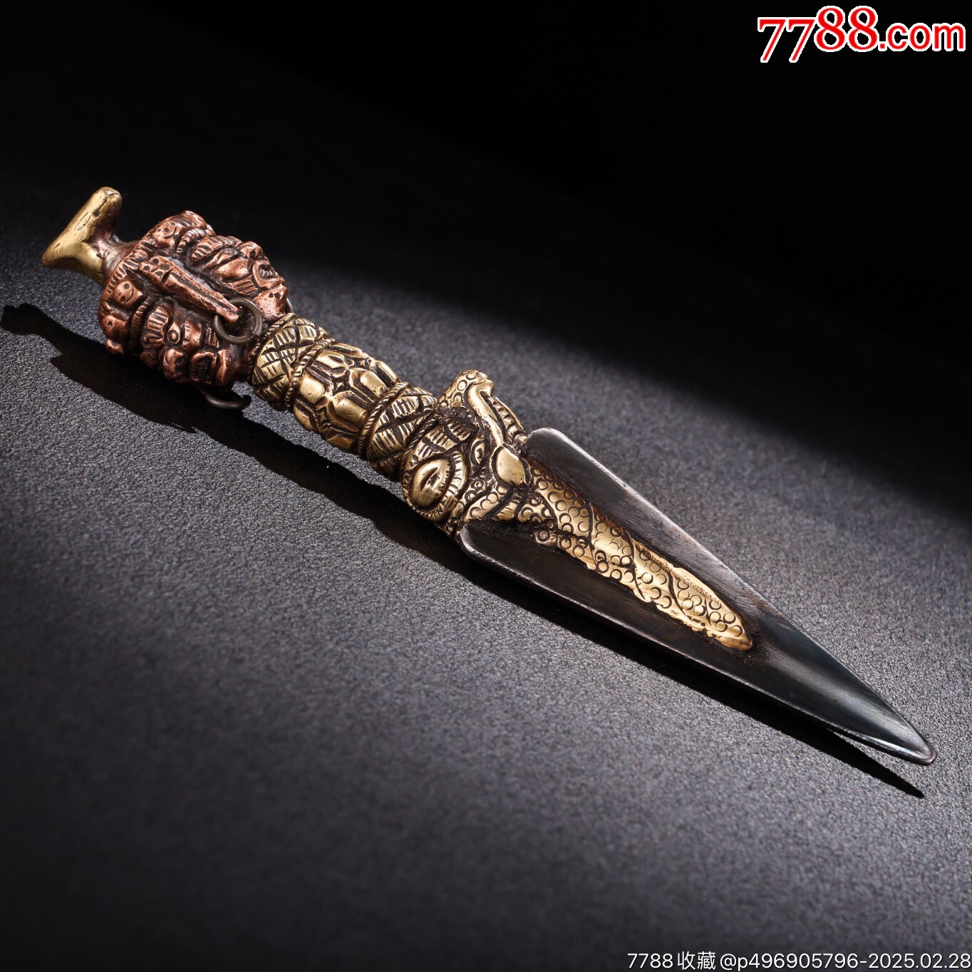 珍藏西藏收纯铜打造藏传马头金刚降魔杵降魔镢法器品相保存完好-价格:599元-au40502215- 其它佛/道藏品 -加价-7788收藏__收藏热线