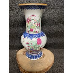 珍品堂】1円から B066 薩摩焼 金彩花時物絵 双耳付花瓶 壺 共箱