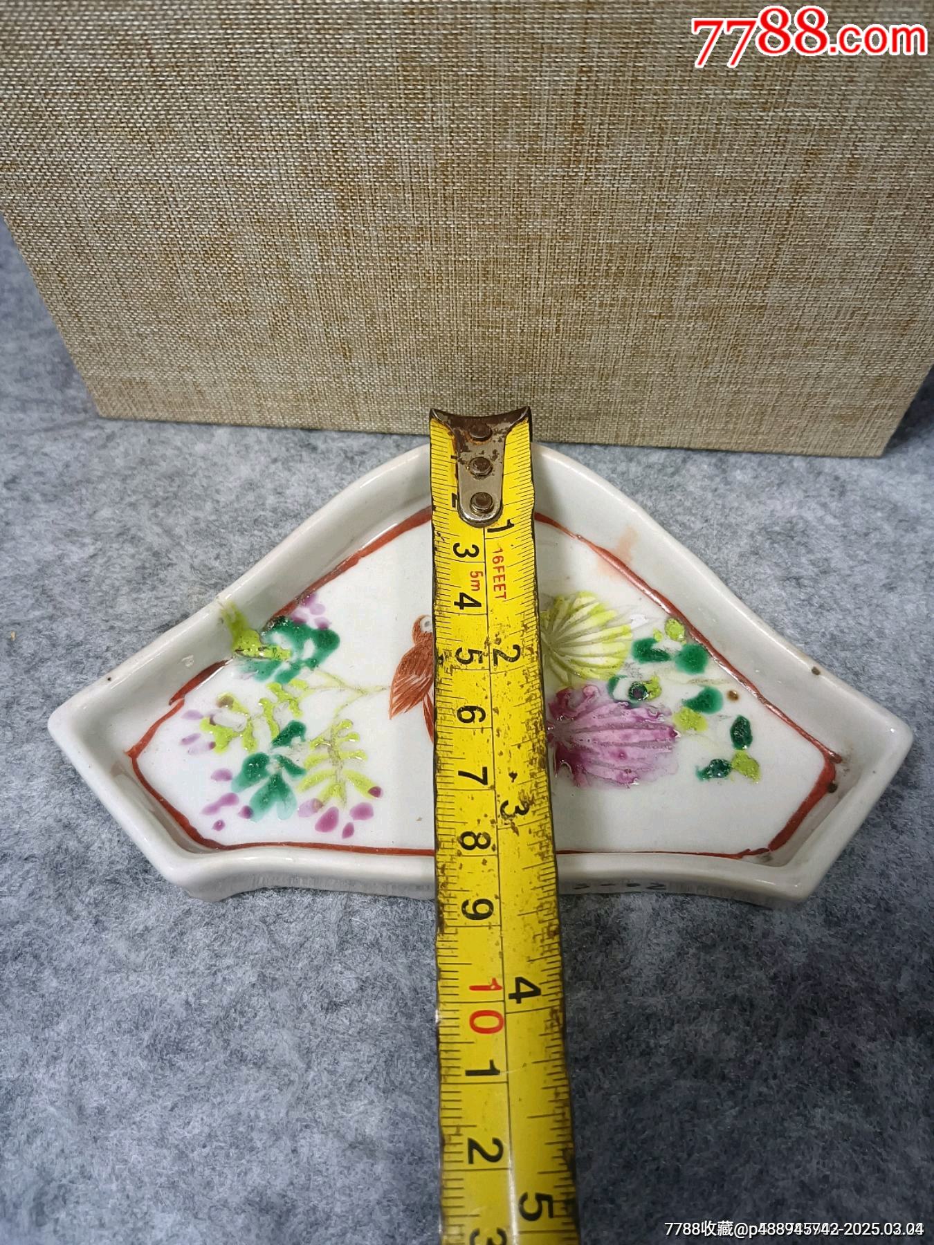 晚清粉彩花鳥盤品相如圖僅窯里帶的一處窯縫余完整尺寸13.5cm*8.5cm_價格251元_第8張_