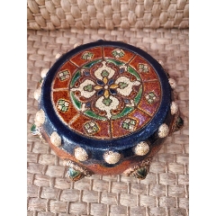 鼔型兽头三彩挂蓝完好品佳本金价高慎拍！(au40553878)