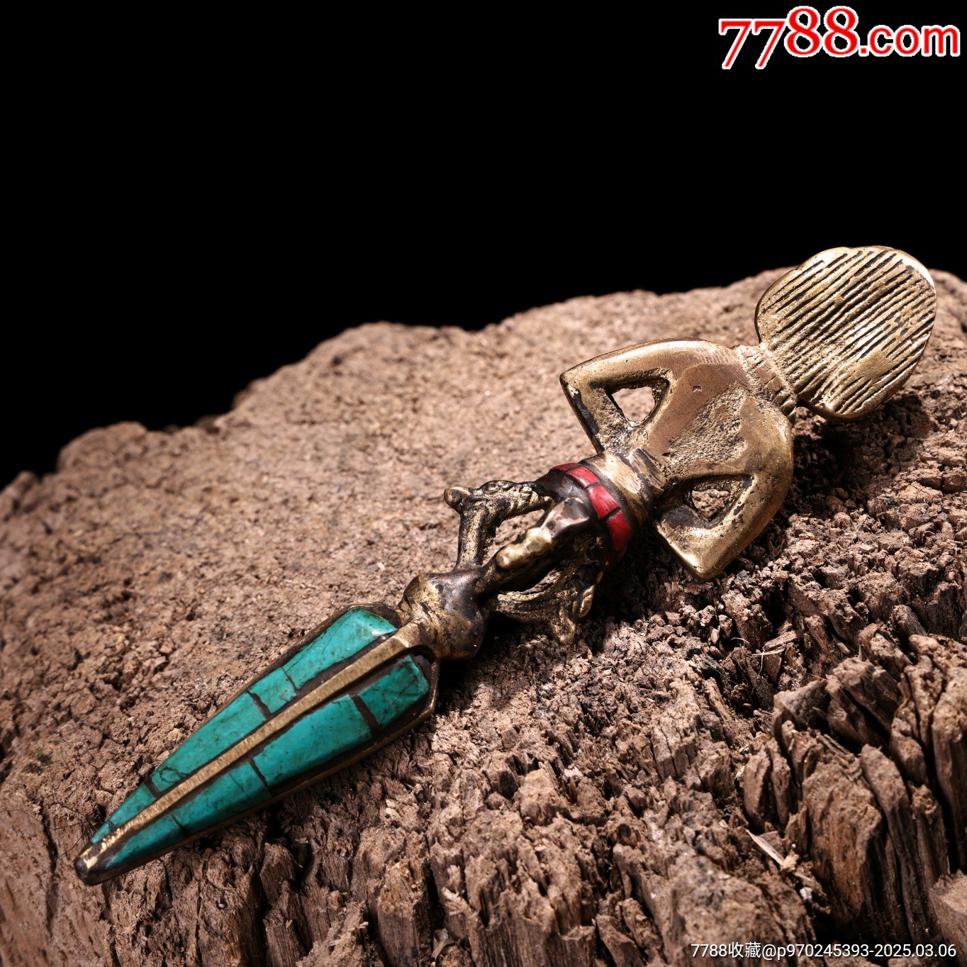 西藏收纯铜藏传工艺镶嵌宝石金刚降魔杵法器_其它佛/道藏品_图片交流_收藏价格_7788老电话