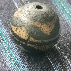 老火供達(dá)洛水紋天珠(au40566237)_嘉禾古玩
