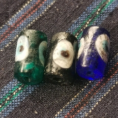 琉璃飾品三顆三眼柱子珠_(kāi)