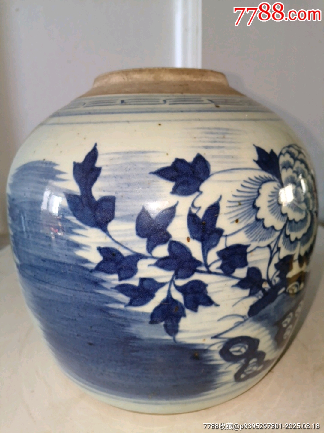 清中期細(xì)路牡丹花卉青花大罐子_價(jià)格122元_第3張_