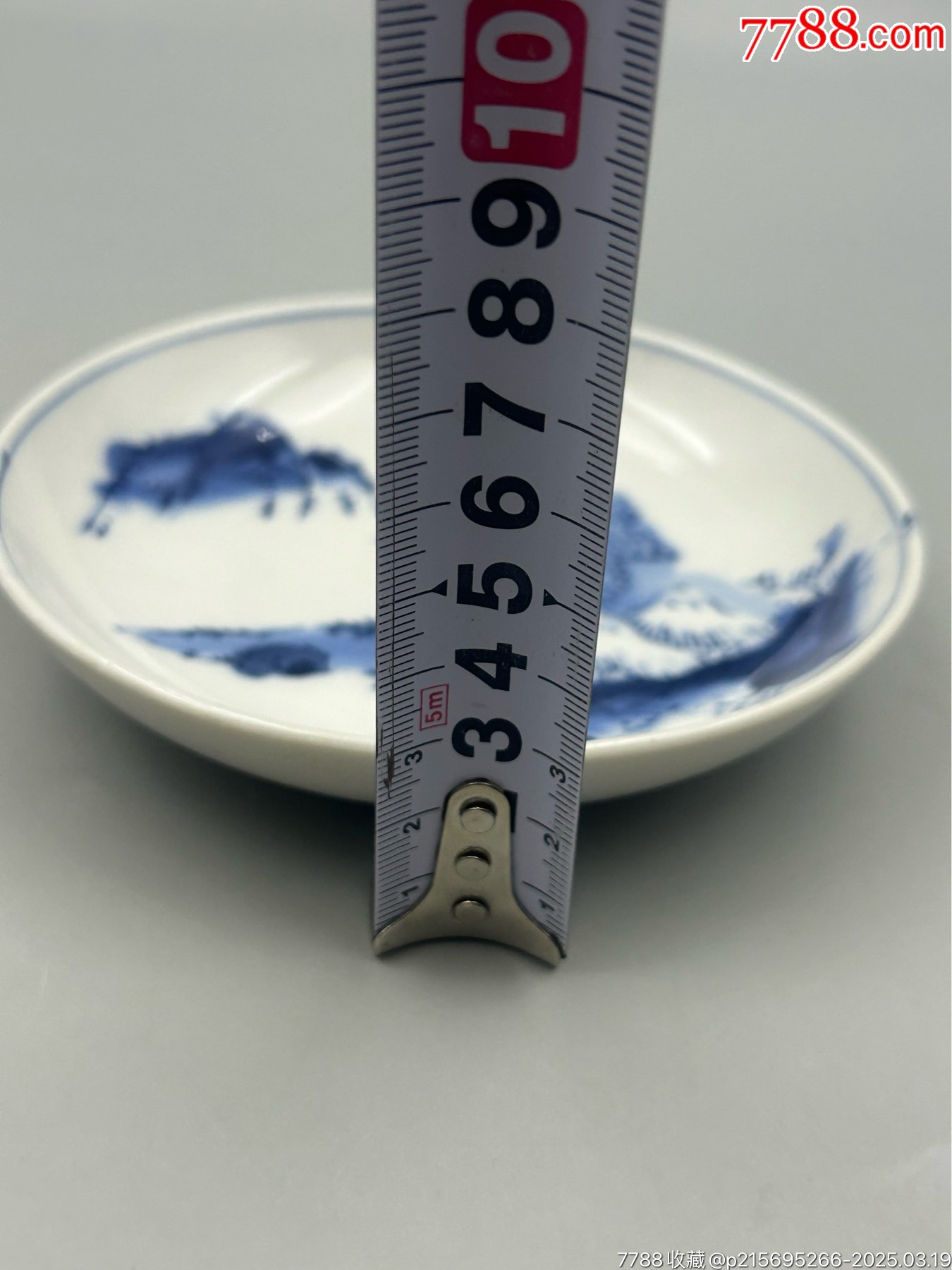 手繪老青花，遠(yuǎn)山近水涼亭紋賞盤，一枚_價(jià)格30元_第7張_