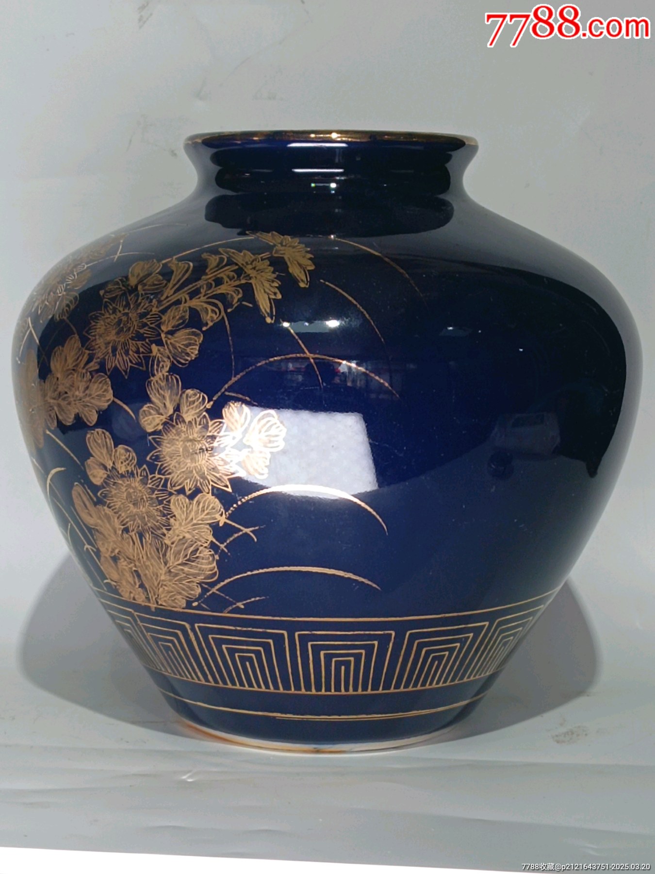民國祭藍(lán)釉描金花卉紋罐_價(jià)格523元_第2張_