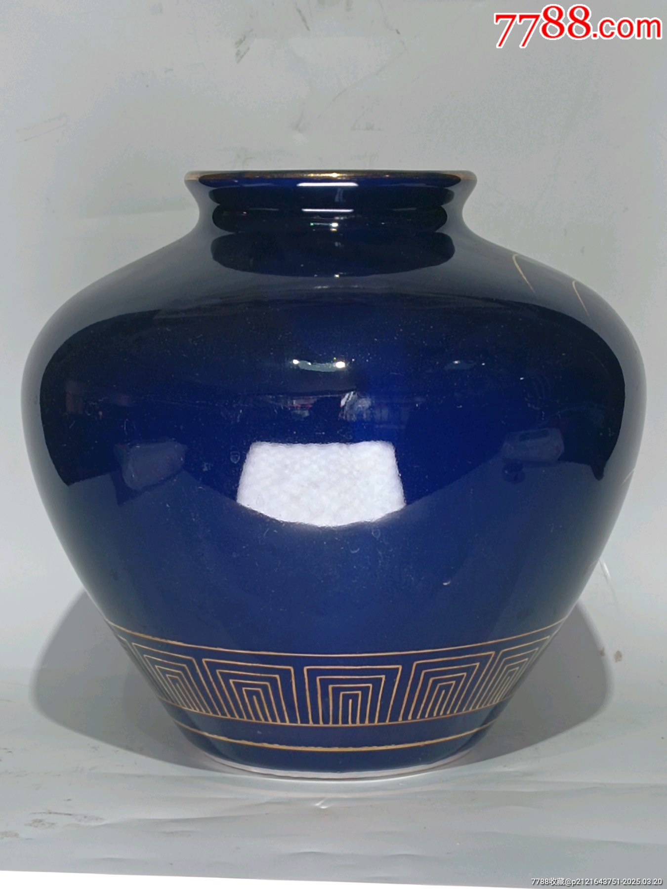 民國祭藍(lán)釉描金花卉紋罐_價(jià)格523元_第4張_