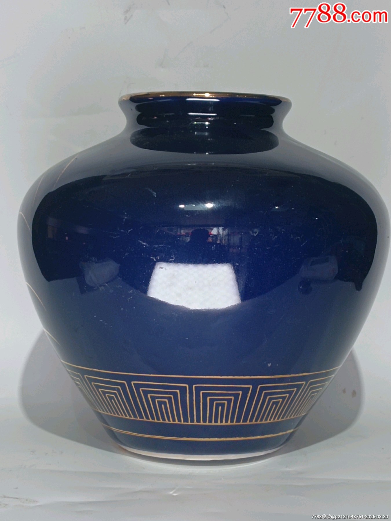 民國祭藍(lán)釉描金花卉紋罐_價(jià)格523元_第5張_
