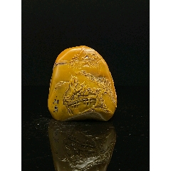 珍品旧藏．篆刻家耐青刻。精品寿山石田黄级田黄石印-寿山石印