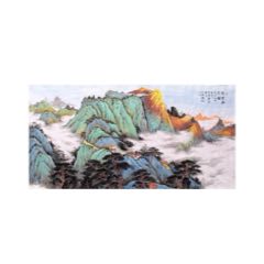 字畫山水手繪真跡名家大紅袍唐雪梅精品四尺帶合影
