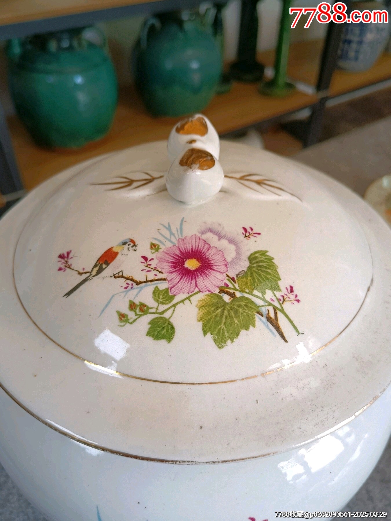 （全品）建國初期567刷花粉彩花鳥四系粥罐尺寸：直徑約20cm通高約20cm_價格28元_第3張_