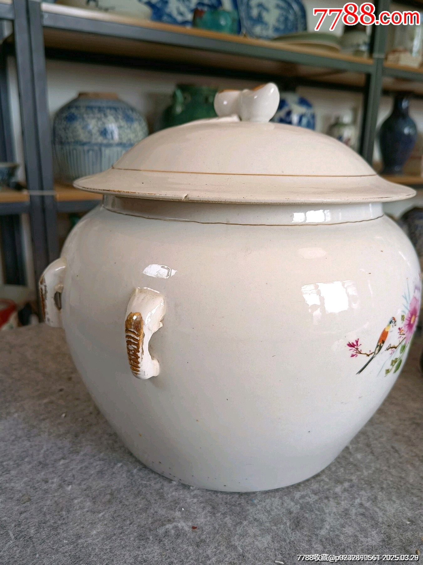 （全品）建國初期567刷花粉彩花鳥四系粥罐尺寸：直徑約20cm通高約20cm_價格28元_第5張_