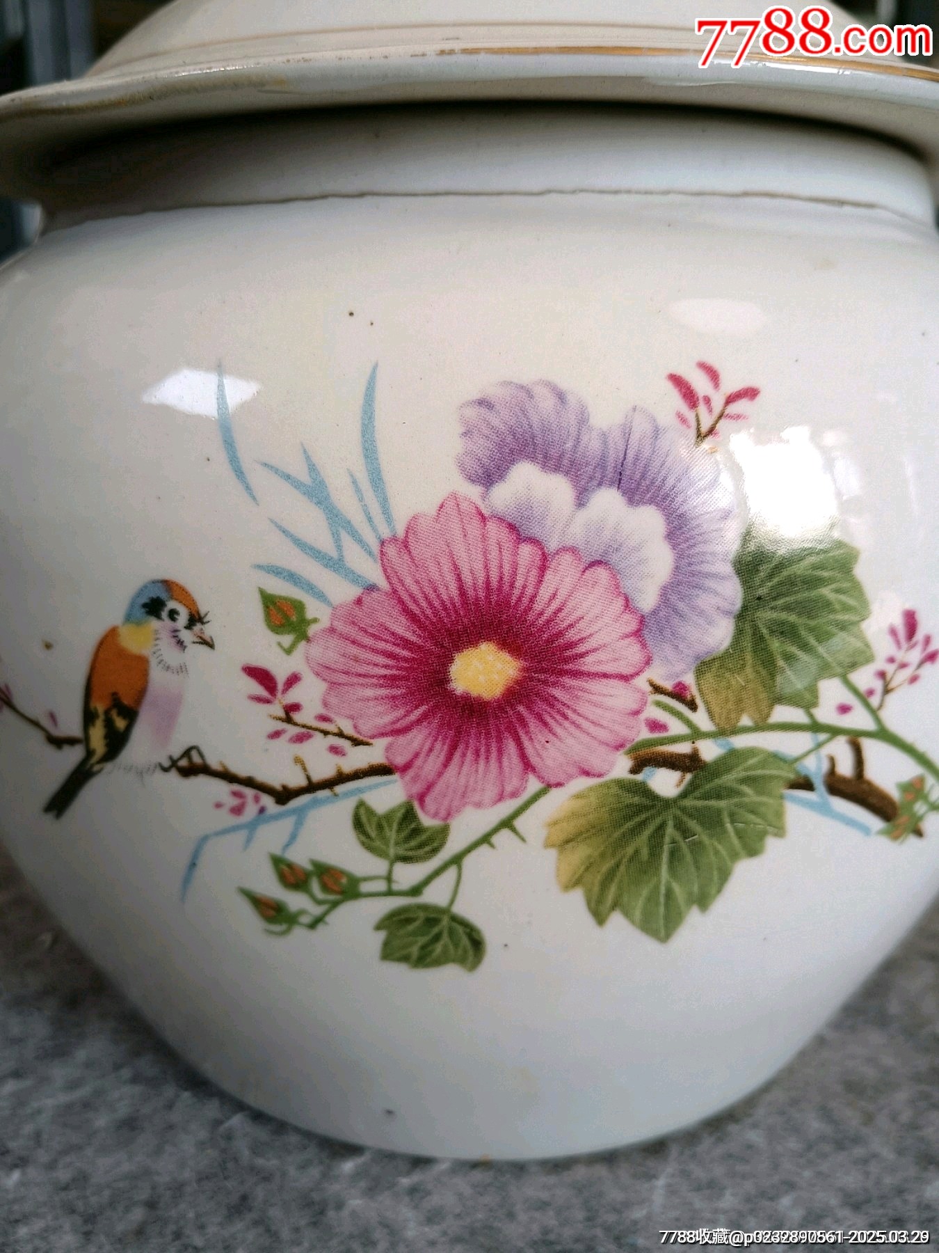 （全品）建國初期567刷花粉彩花鳥四系粥罐尺寸：直徑約20cm通高約20cm_價格28元_第9張_