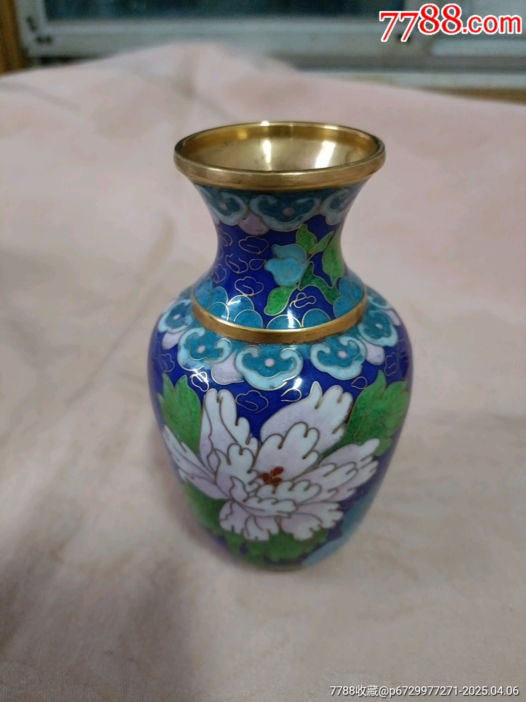 1487 中国 景泰藍 七宝 琺瑯 蓋置 3客 時代物 1487 中国 景泰藍 七宝