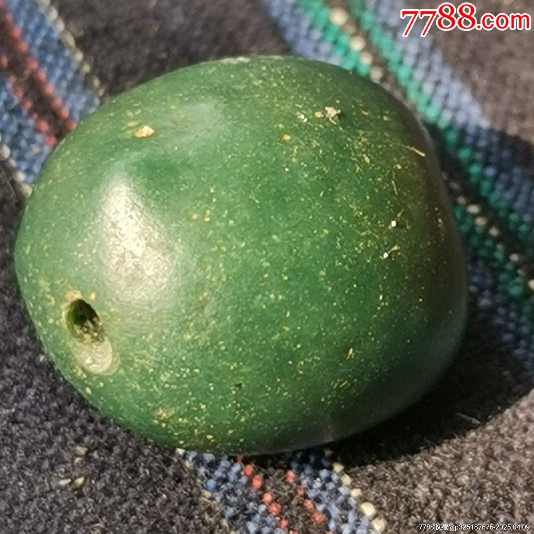 千年天然綠色風(fēng)礪石珠子_價(jià)格10元【嘉禾古玩】_第1張_