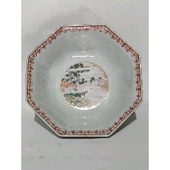 全美品清代五彩山水圖大碗