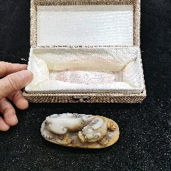 精品寿山石田黄薄意印章名家石卿作夜宴桃李园文玩收藏奇石艺术品