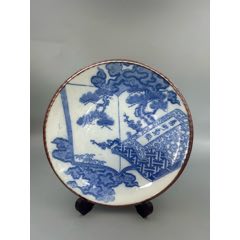 民國，青花松梅竹大賞盤，直徑27厘米，一枚