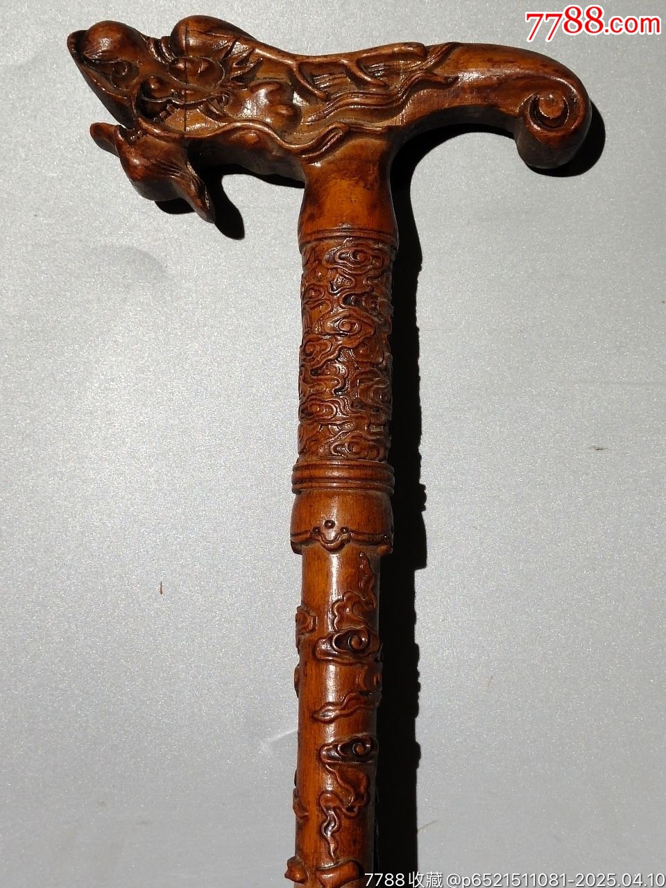 舊藏老桃木雕刻龍頭福祿壽拐杖_價(jià)格169元【子健老貨】_第2張_