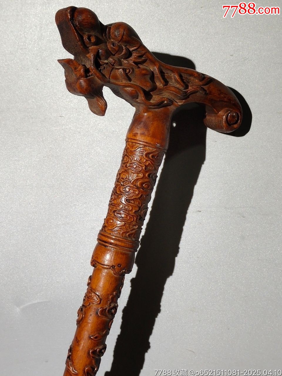 舊藏老桃木雕刻龍頭福祿壽拐杖_價(jià)格169元【子健老貨】_第6張_