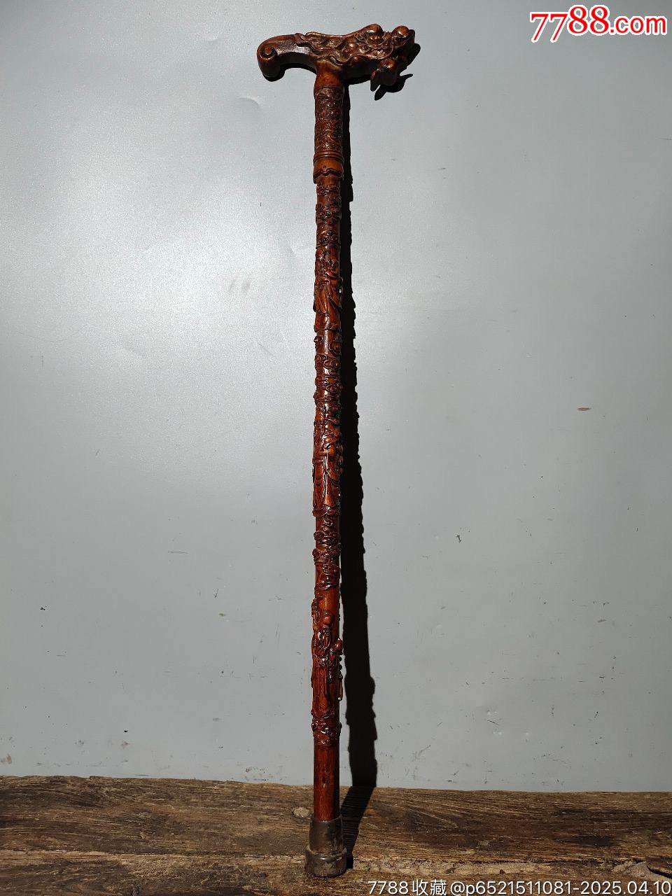 舊藏老桃木雕刻龍頭福祿壽拐杖_價(jià)格169元【子健老貨】_第7張_