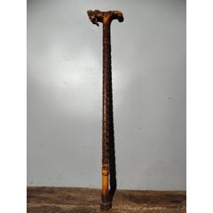 舊藏老桃木雕刻龍頭百夀拐杖(au40932897)_子健老貨