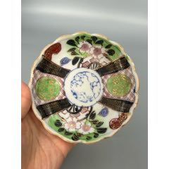 手繪松梅竹花紋盤，一枚