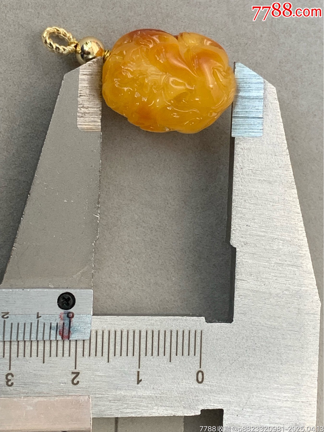 純天然蜜蠟雞油黃帶皮色貔貅_價格73元_第5張_