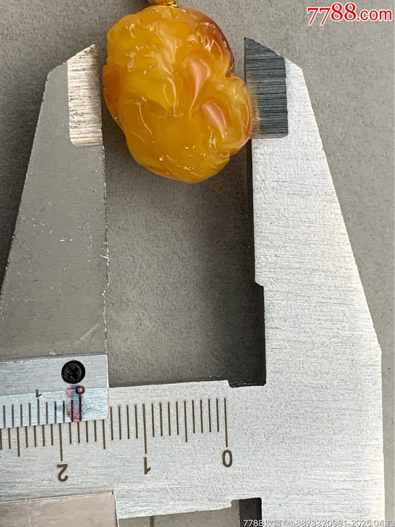 純天然蜜蠟雞油黃帶皮色貔貅_價格73元_第6張_