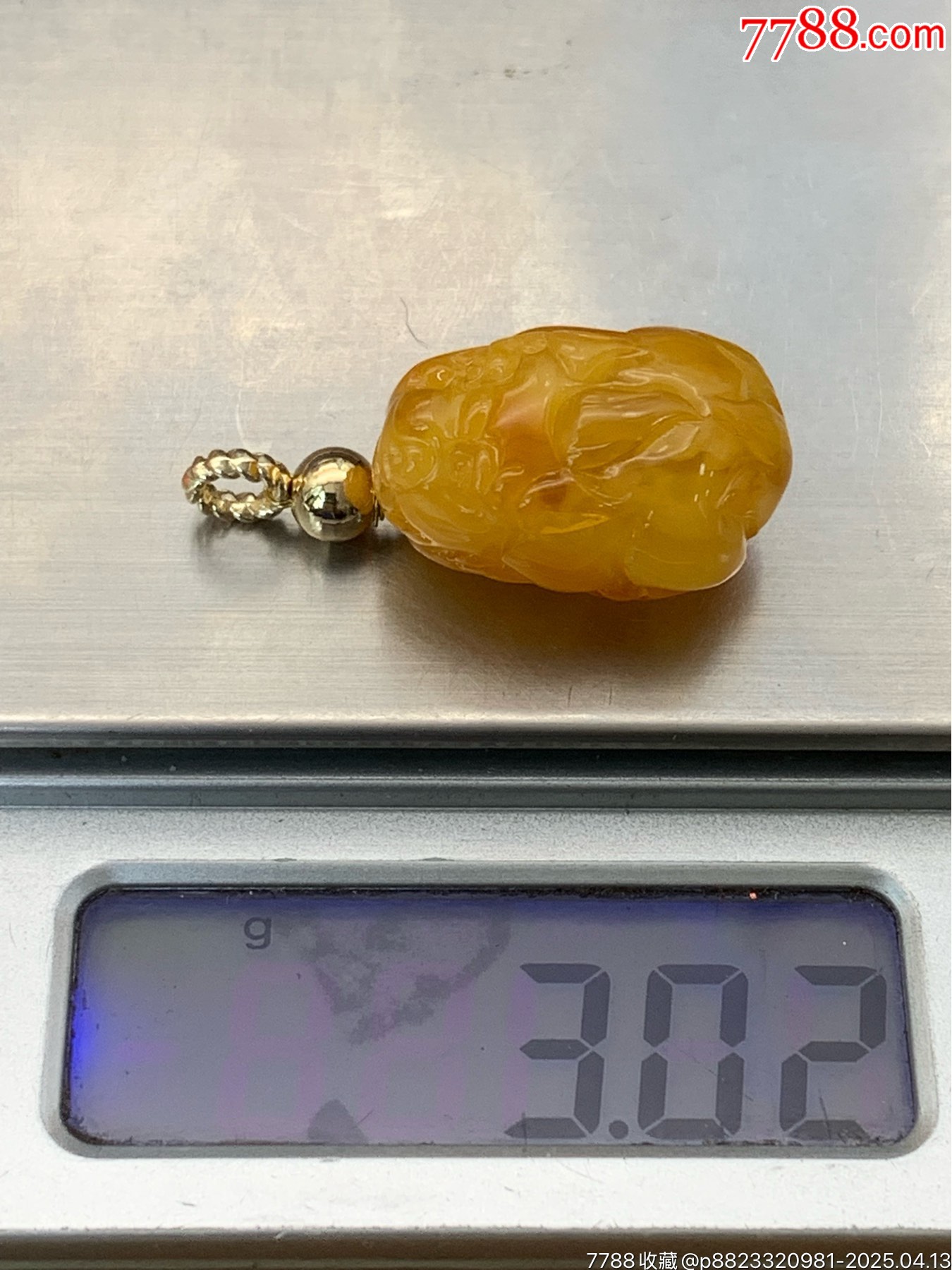 純天然蜜蠟雞油黃帶皮色貔貅_價格73元_第7張_