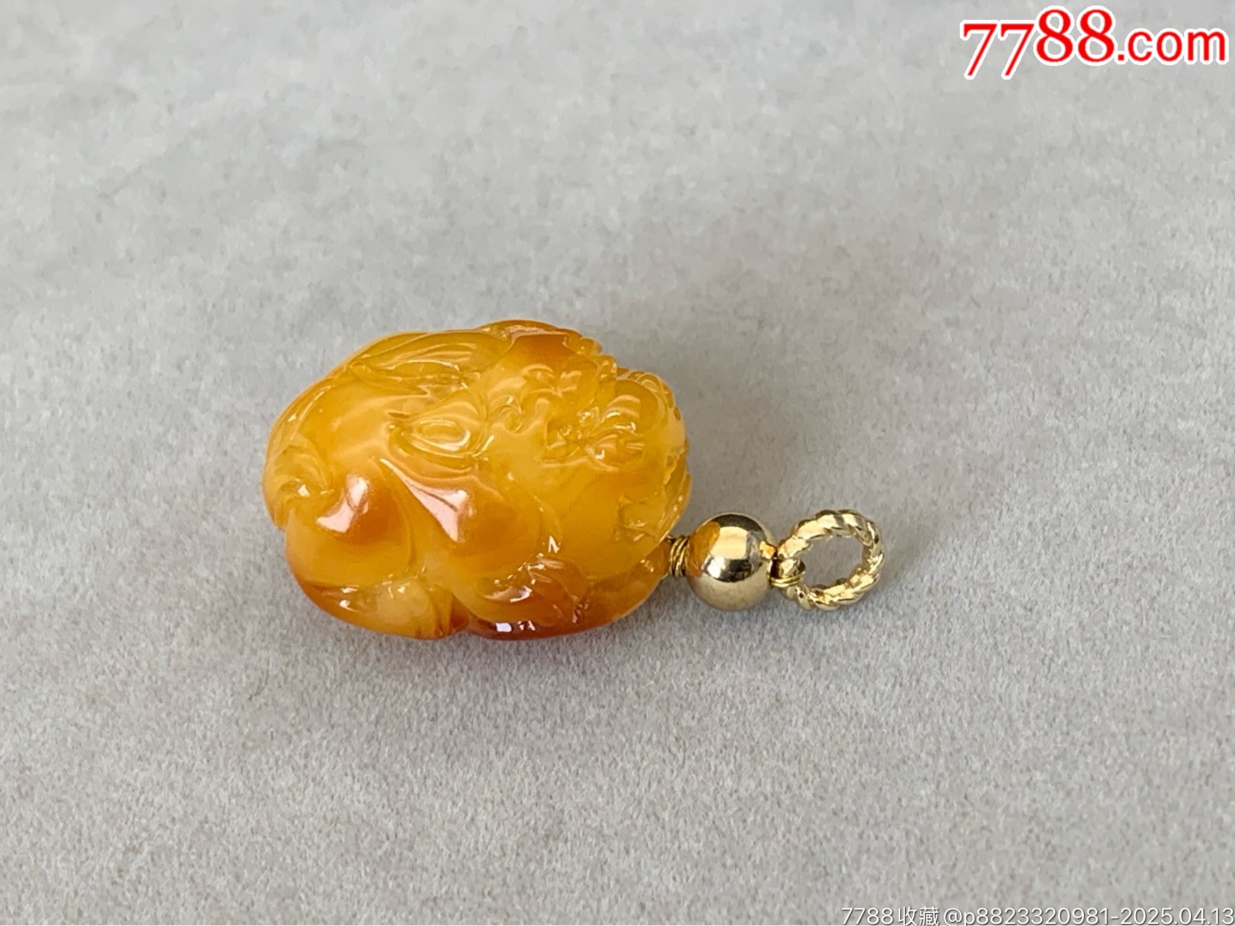 純天然蜜蠟雞油黃帶皮色貔貅_價格73元_第9張_