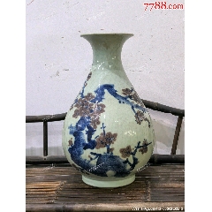 景德鎮(zhèn)曾勇大師青花釉里紅玉壺春瓶_