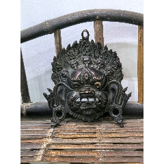 回流大黑天銅面具佛像_