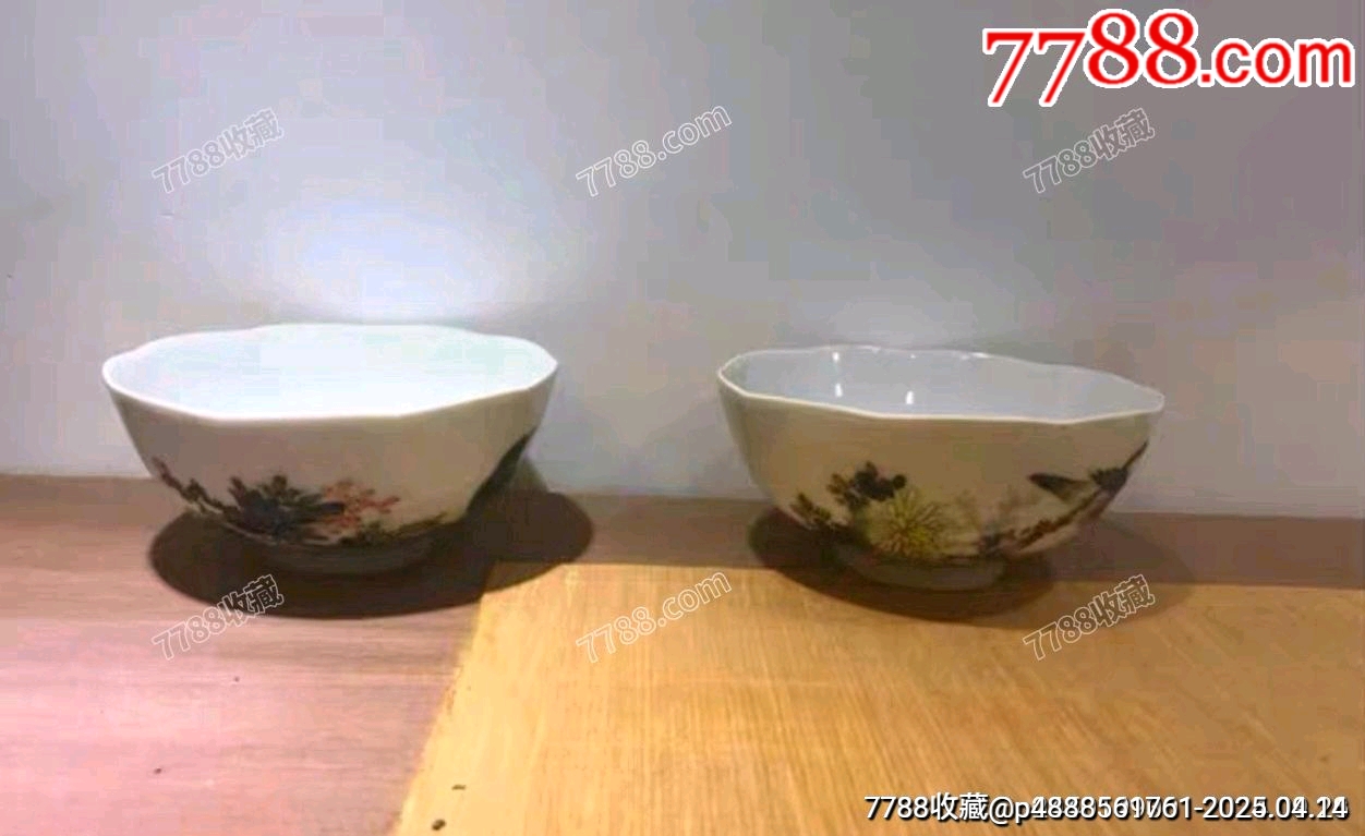 清乾隆粉彩花鳥詩文瓷碗一對_價格551元【蘭馨堂古玩收藏藝術】_第2張_