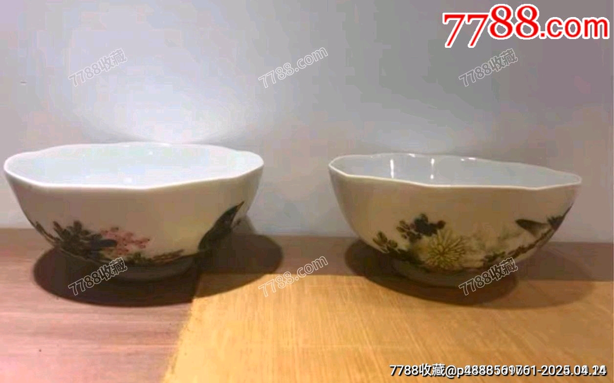 清乾隆粉彩花鳥詩文瓷碗一對_價格551元【蘭馨堂古玩收藏藝術】_第3張_