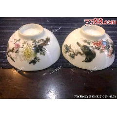 清乾隆粉彩花鳥詩(shī)文瓷碗一對(duì)(zc40985210)_蘭馨堂古玩收藏藝術(shù)