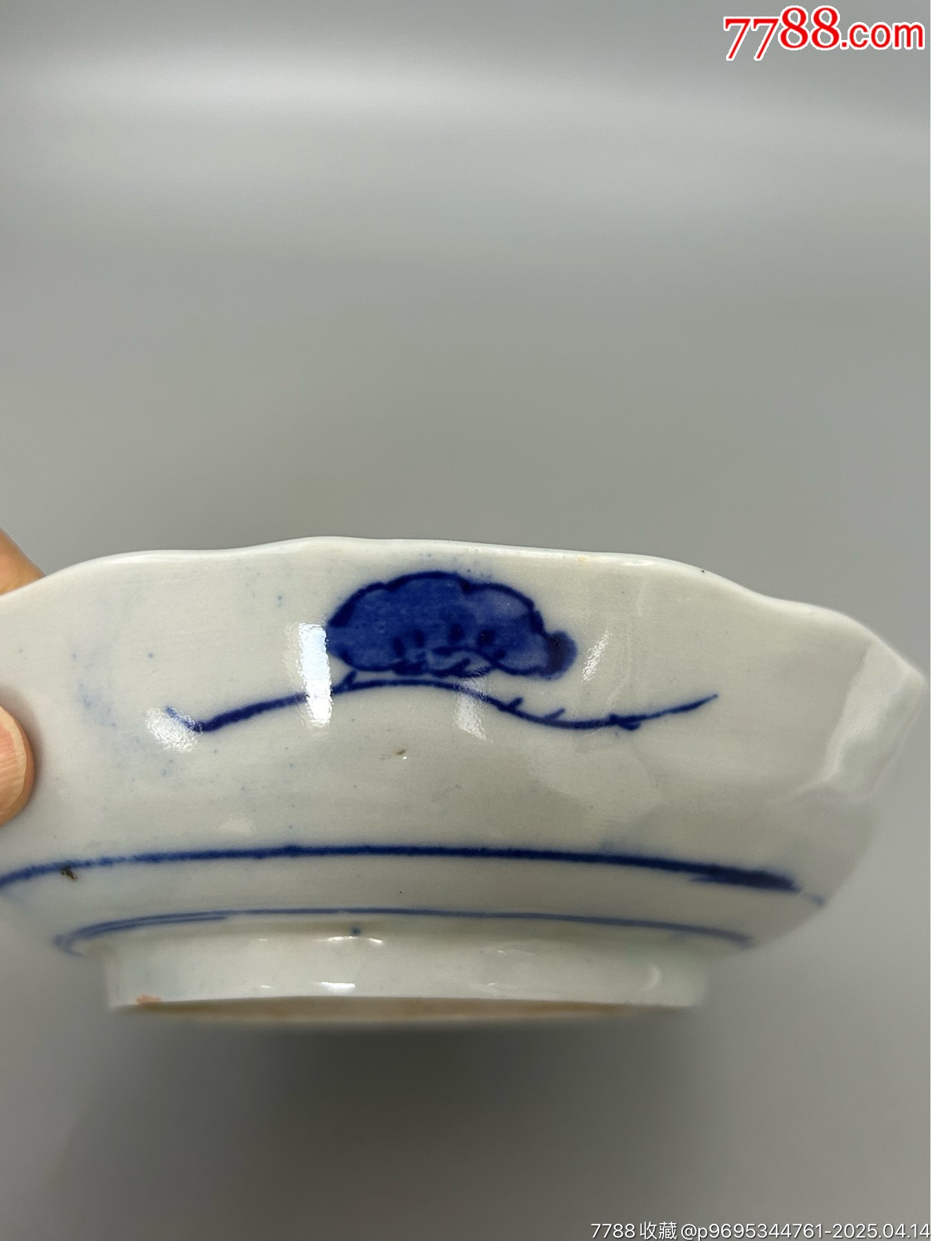 玉璧底，手繪青花山水帆船紋深盤，一枚_價(jià)格60元_第4張_