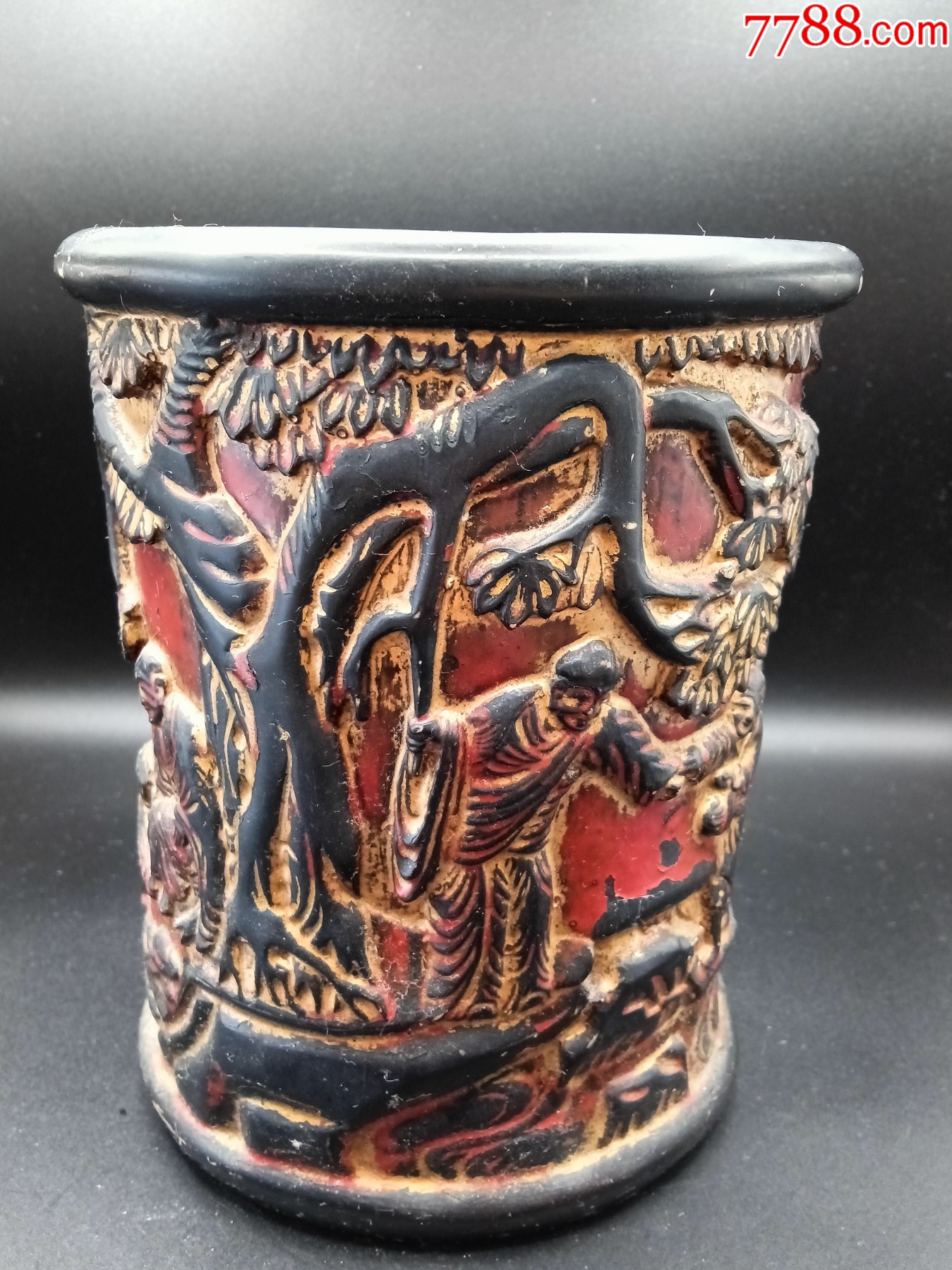 描金人物紫檀筆筒_價格250元_第2張_