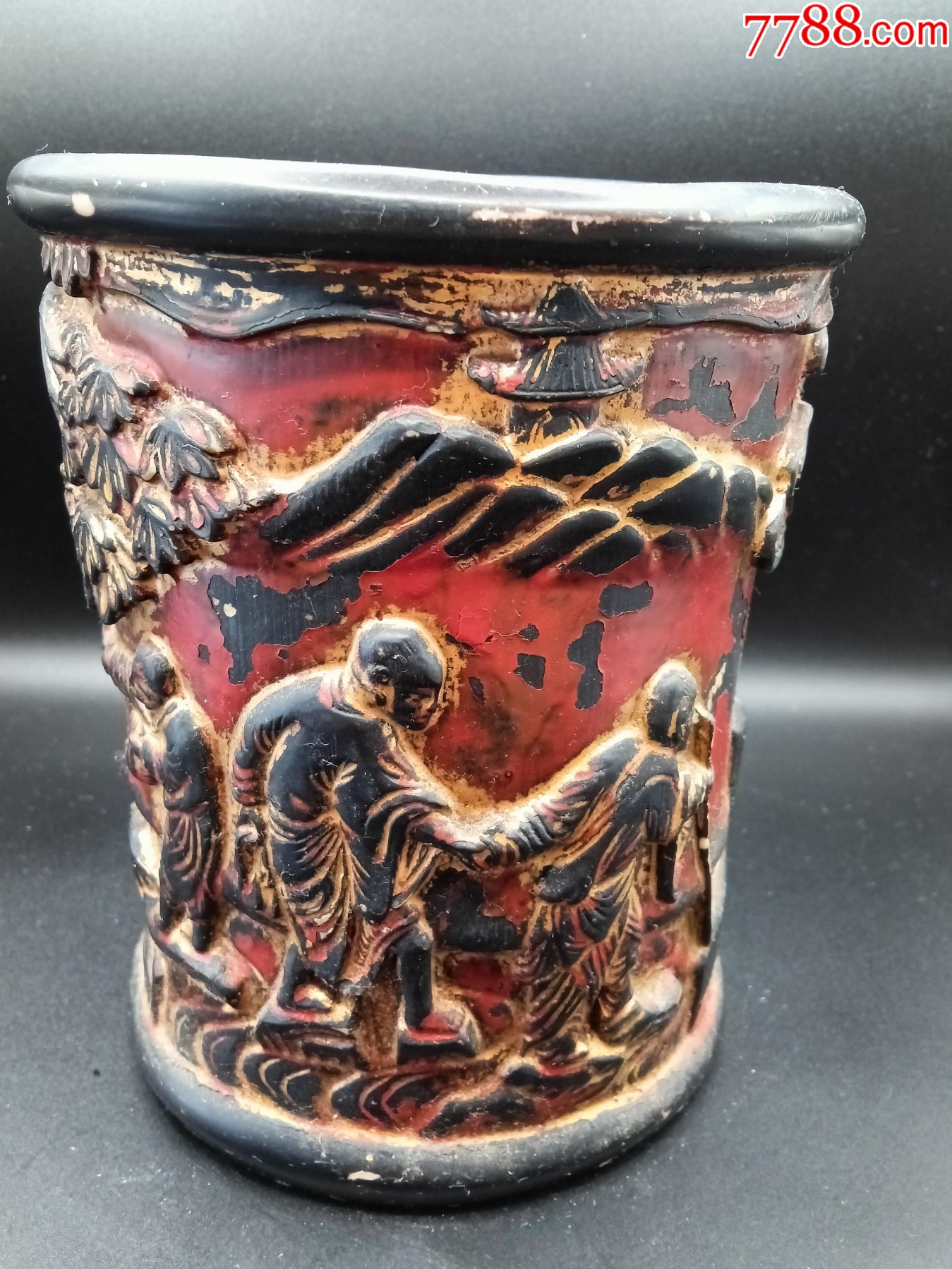描金人物紫檀筆筒_價格250元_第6張_
